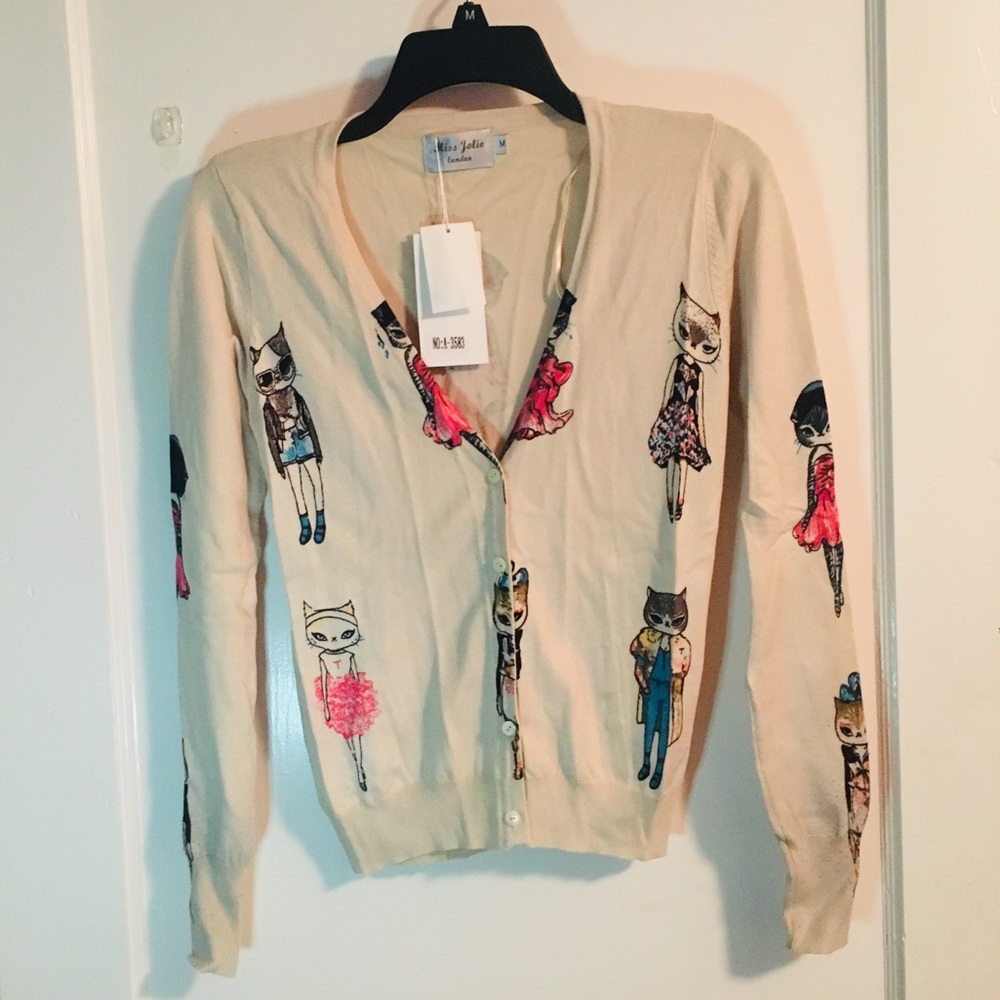 Button-down cat cardigan Miss Jolie cream white